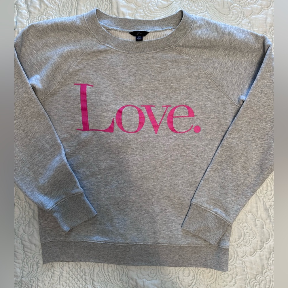 JCrew Women Love Sweatshirt Grey/Pink XS